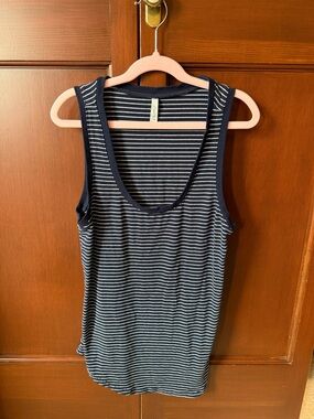 Z Supply Navy and White Striped Scoop Neck Tank